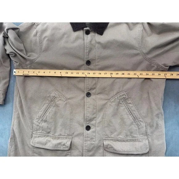 Lands End Mens XXL Tall Khaki Tan Cotton Canvas Barn Coat Plaid Lined 214682
